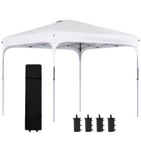 Outsunny 8x8 Pop-Up Canopy with Wheeled Carry Bag and 4 Sand Bags, Portable Gazebo, Adjustable Height, Wheels