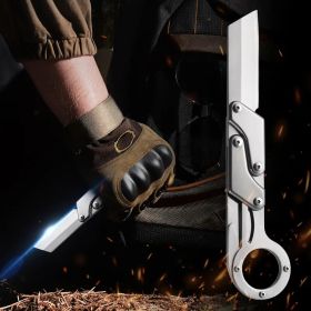 Stainless steel compact folding knife - lightweight, sharp blade, two-handed grip