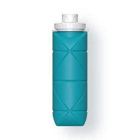 20oz Durable Collapsible Water Bottles Leakproof Valve Reusable BPA Free Silicone Foldable Travel Water Bottle For Gym Camping Hiking Travel Spor (Color: Blue)